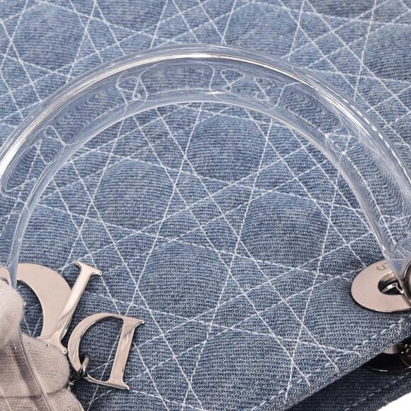 Christian Dior Light Blue Denim Lady Dior Cannage 2way Handbag - Picture 3 of 10